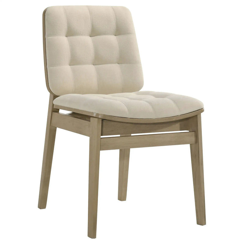 Redbridge Velvet Upholstered Side Chair Cream and Natural Oak (Set of 2) by Unique Piece Furniture