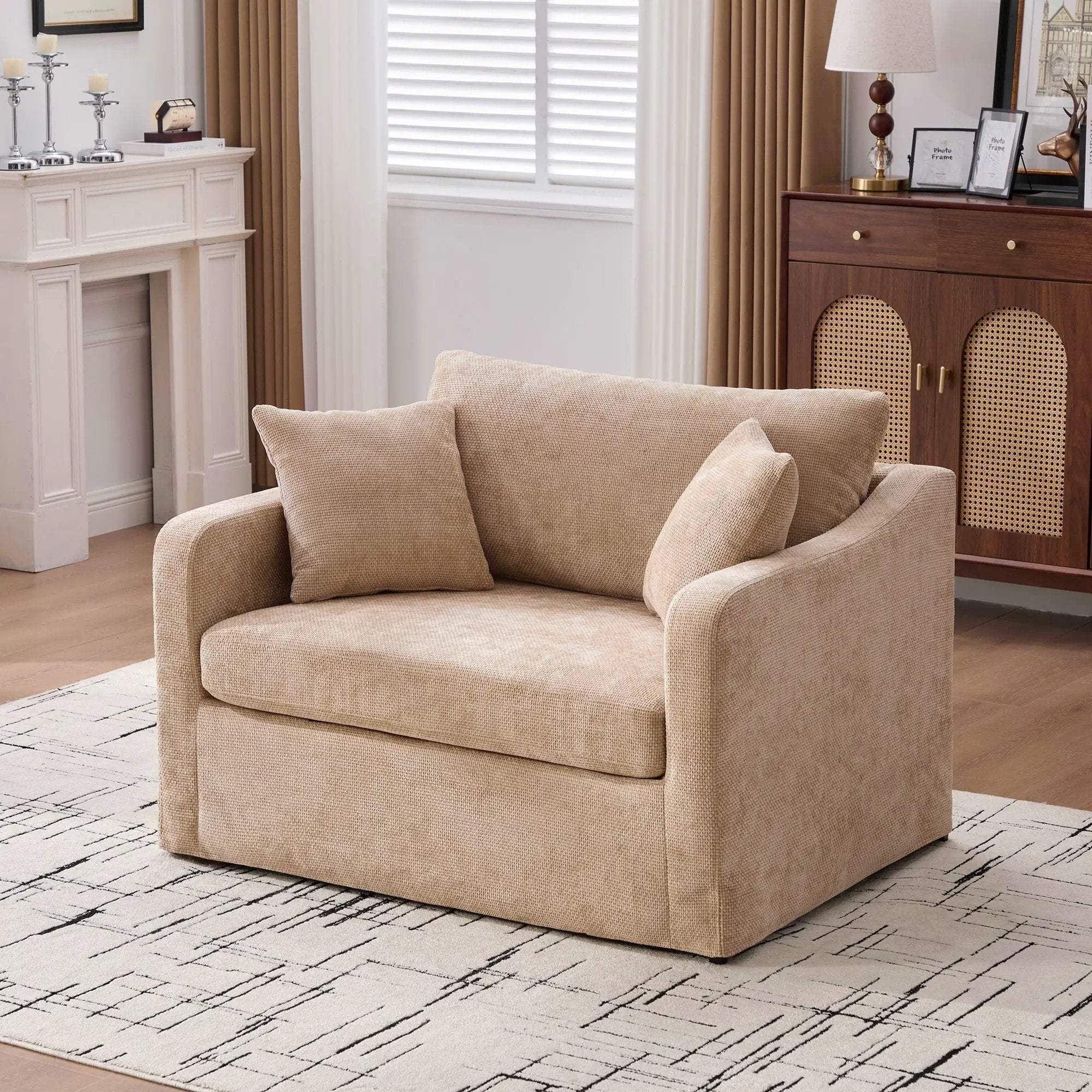 Farmhouse Accent Chair With 2 Bolster Pillows by HouseOfZazla