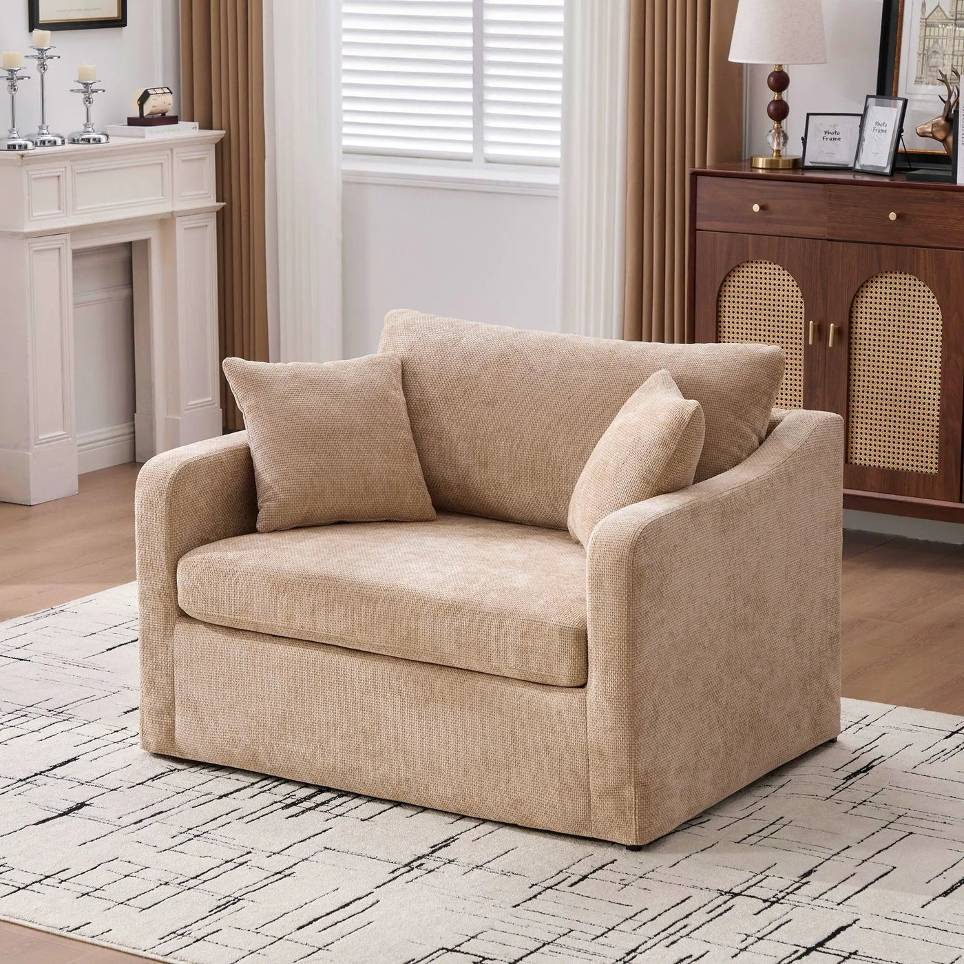 Farmhouse Accent Chair With 2 Bolster Pillows by Unique Piece Furniture