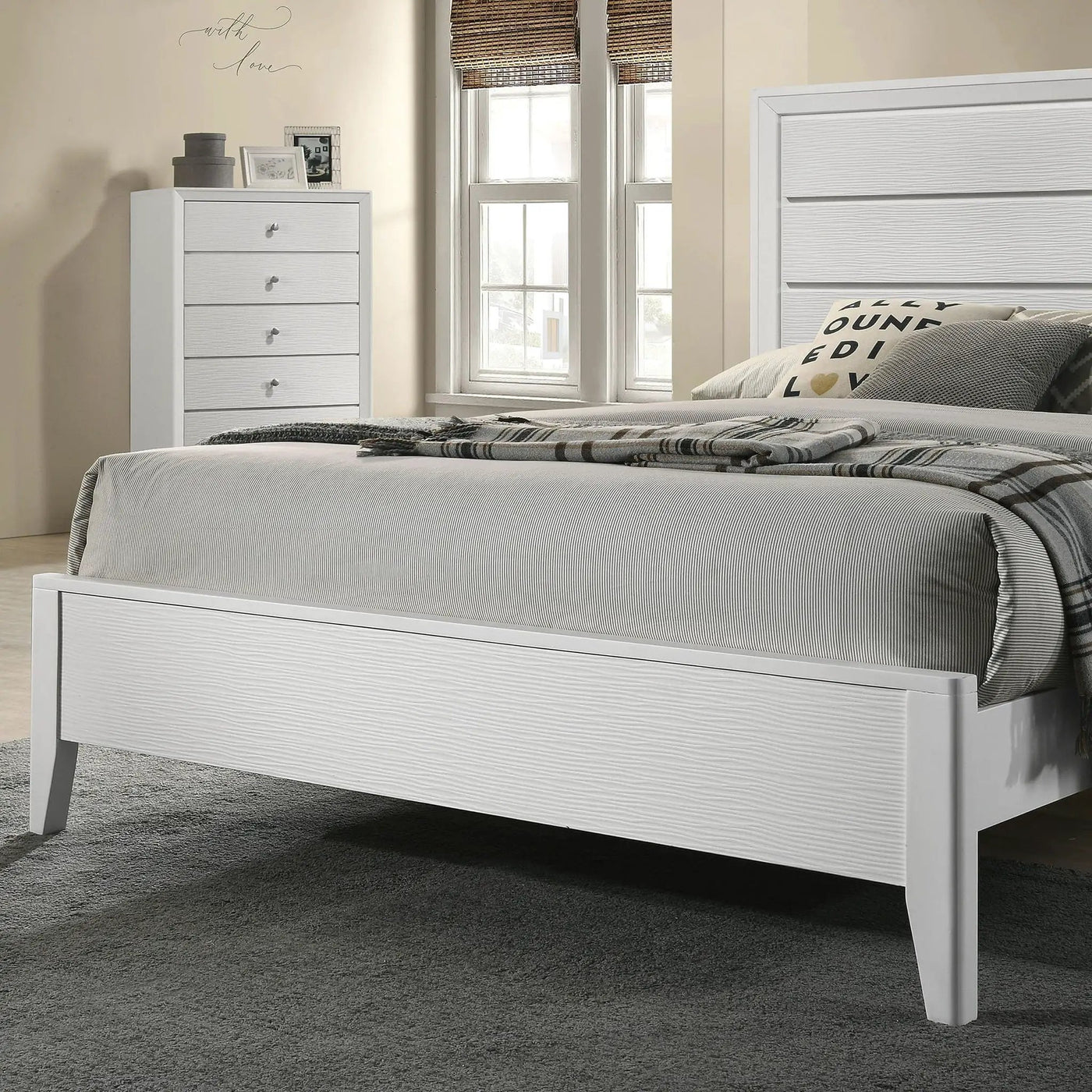 3 Piece Contemporary Bed Set With Wave Texture Panels And Angled Legs by HouseOfZazla