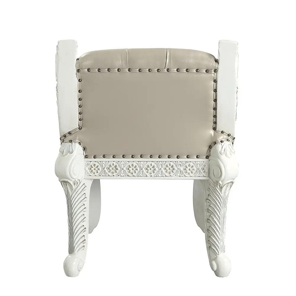 Vanaheim - Vanity Stool - Beige Synthetic Leather & Antique White by Unique Piece Furniture