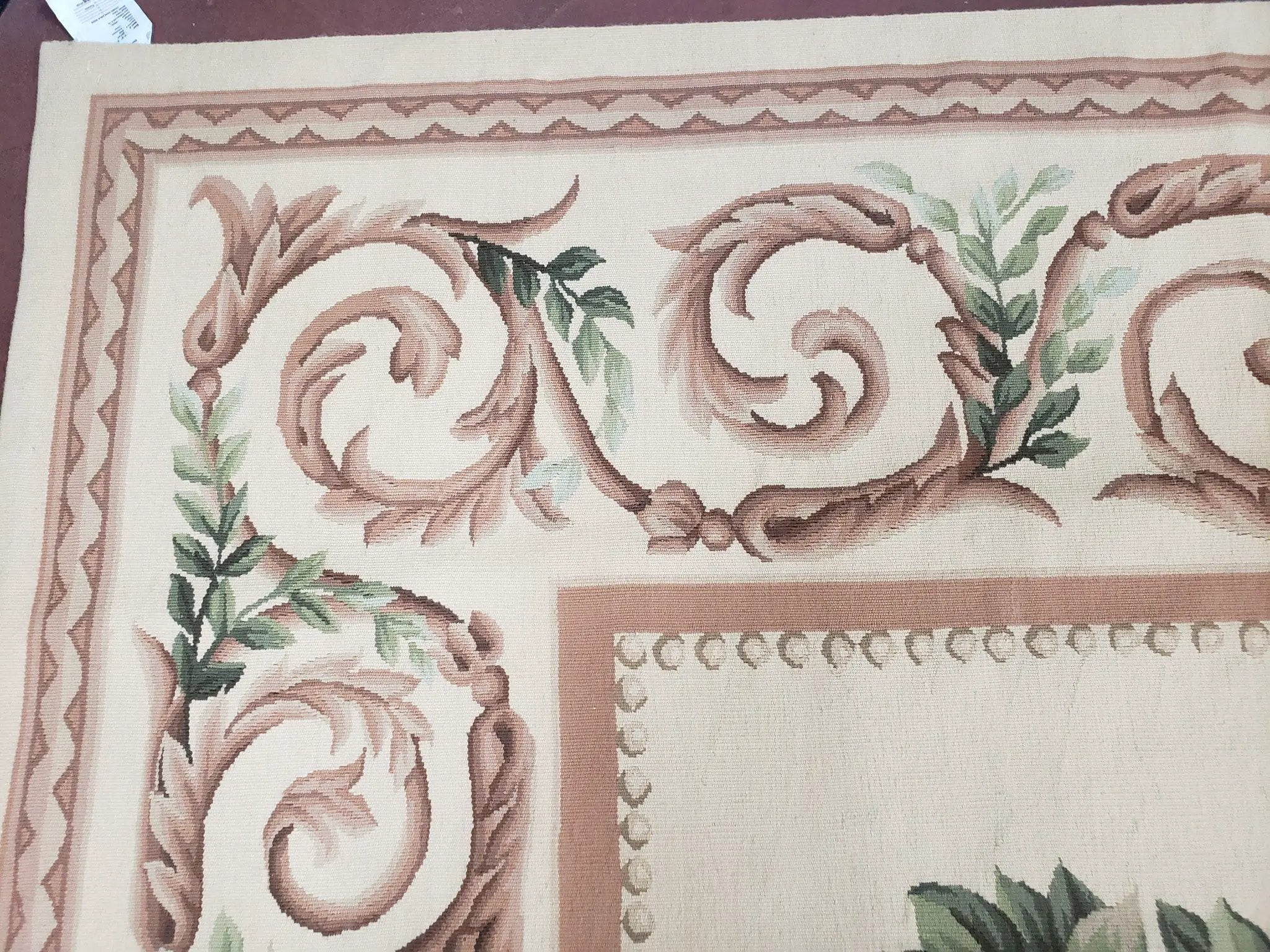 Elegant Aubusson Rug 10 x 14, Cream and Ivory Simple Aubusson Floral Carpet, Hand-Woven, European, New Aubusson Rug, Wool Area Rug, Violins by Jewel Rugs