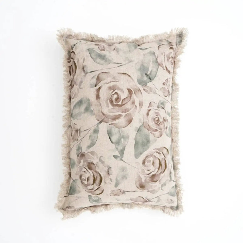 Linen Printed Lumber Throw Pillow 16x24 Brown & Green by HouseOfZazla