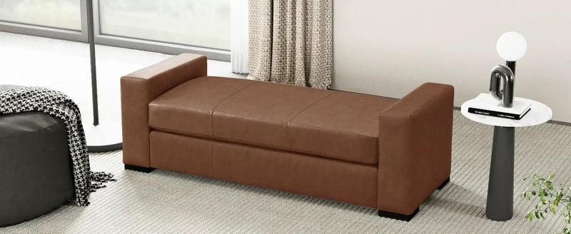 Stylish and Durable Brown Faux Leather Bench by HouseOfZazla