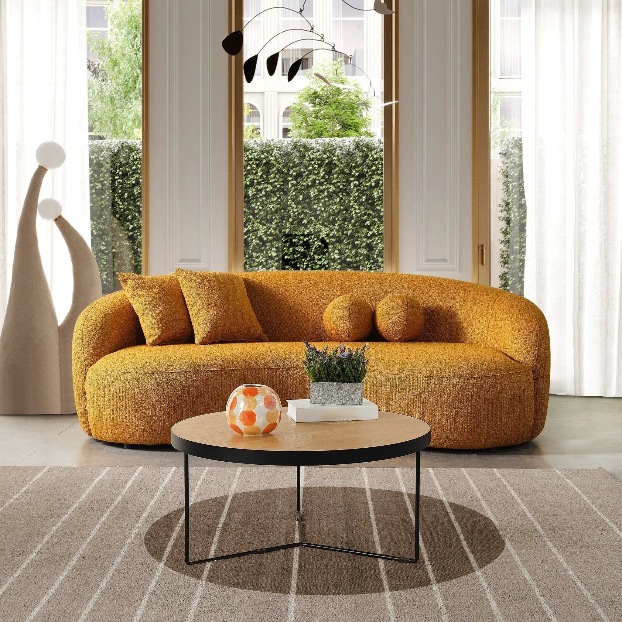 Drake - Japandi Style Curvy Boucle Sofa by HouseOfZazla