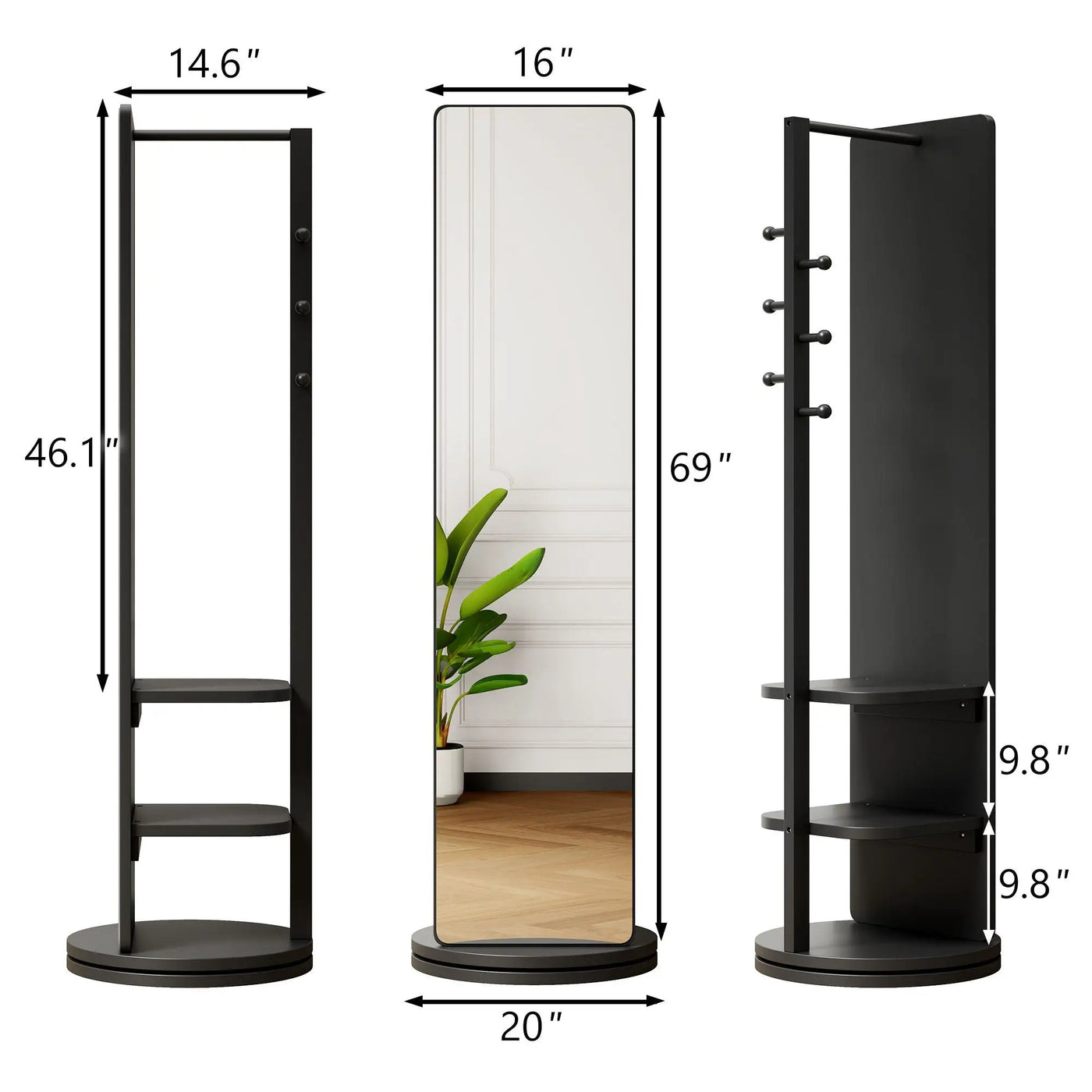 3 In 1 Multifunctional Full Length Clothing Mirror by Unique Piece Furniture