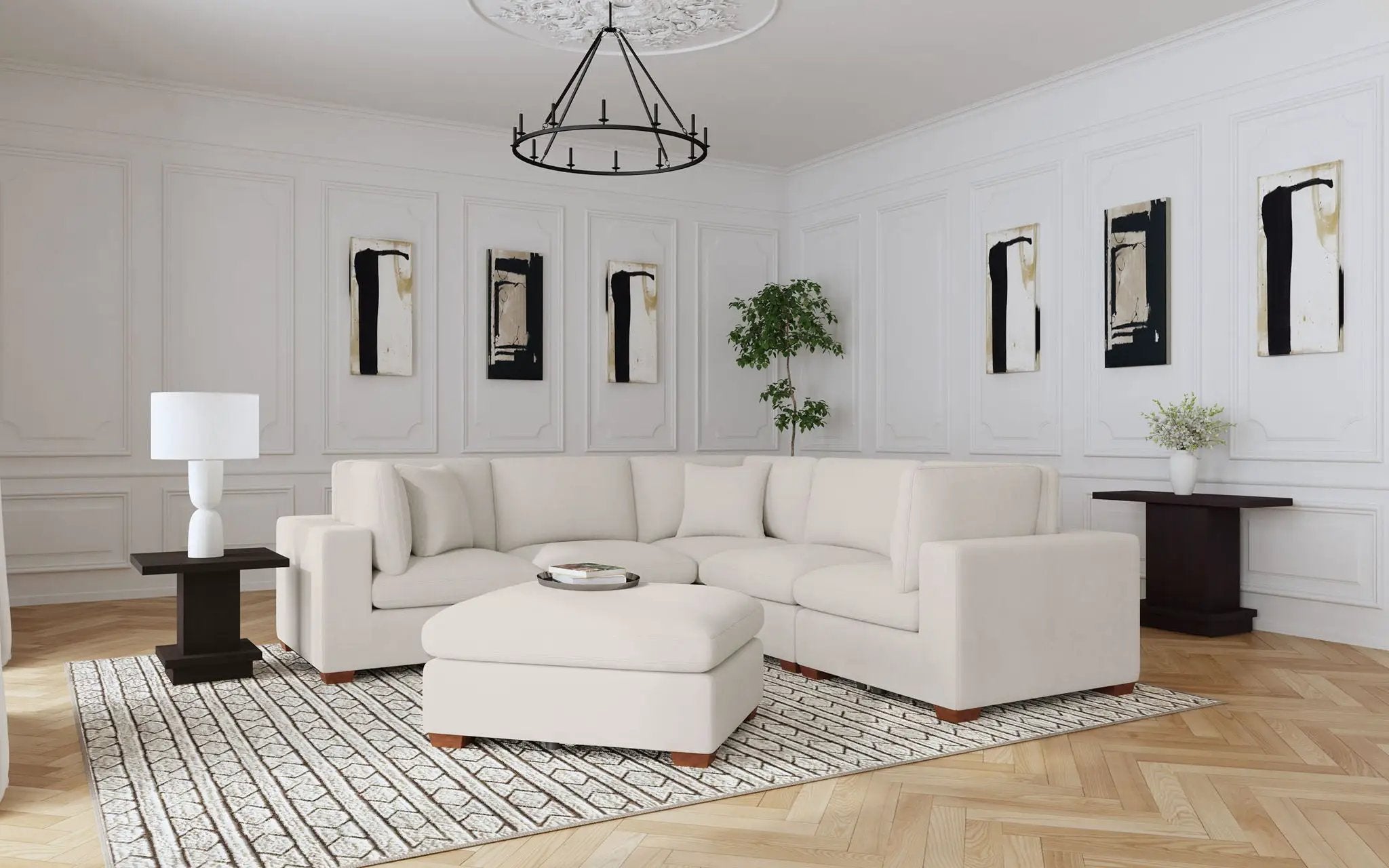 Lakeview 6-piece Upholstered Modular Sectional Sofa Ivory by Unique Piece Furniture