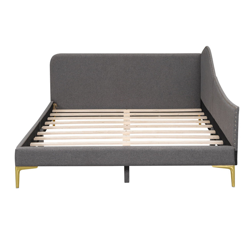 Upholstered Daybed With Headboard And Armrest, Support Legs by HouseOfZazla