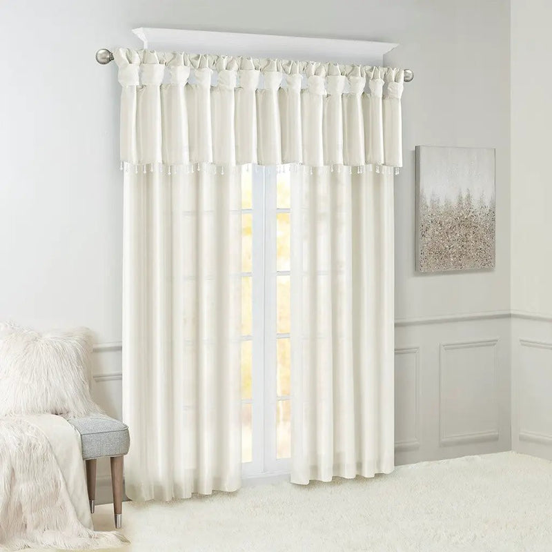 Twist Tab Lined Window Curtain Panel White 50x108 by HouseOfZazla