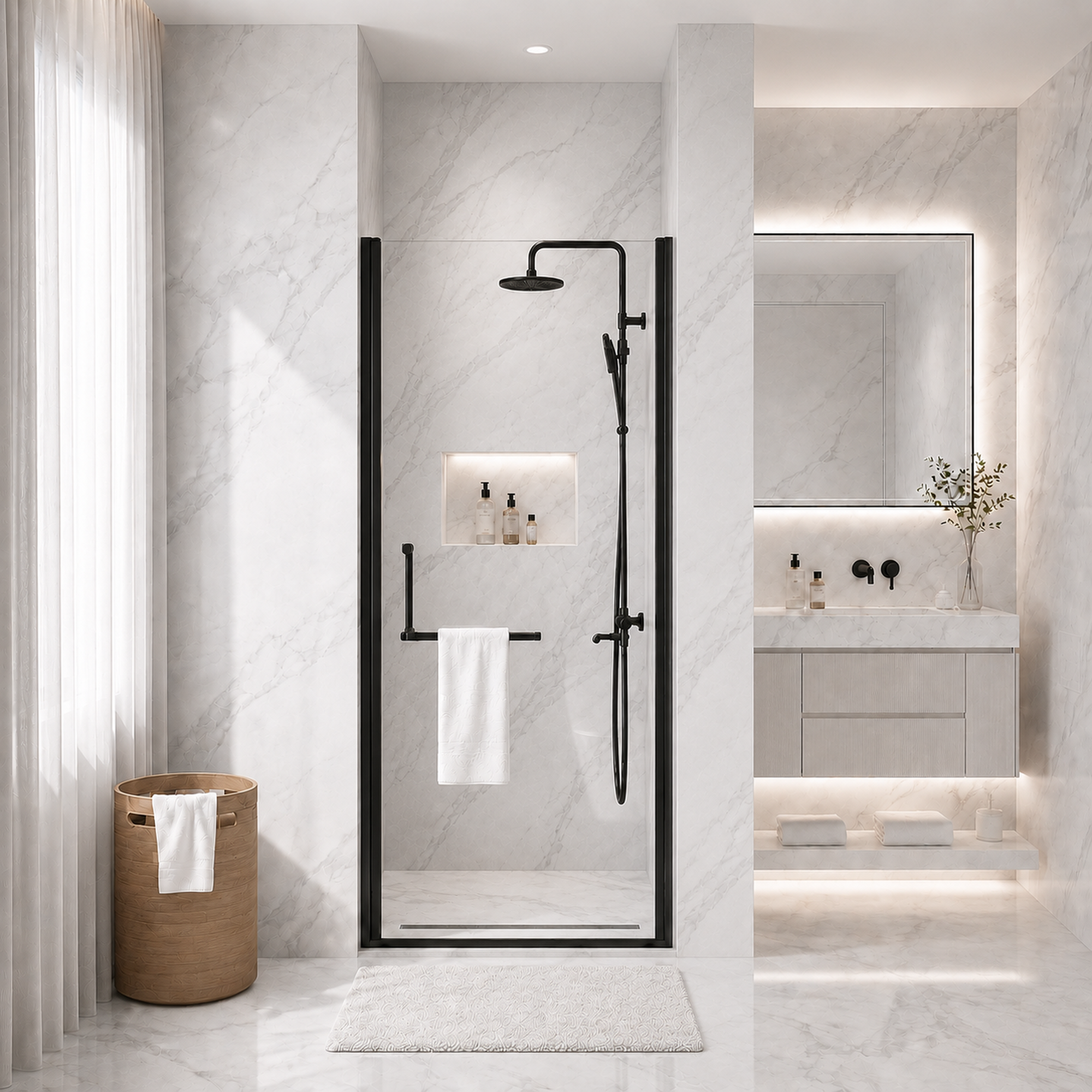 28"-29.2" x 72" Semi-Frameless Pivot Shower Door by HouseOfZazla