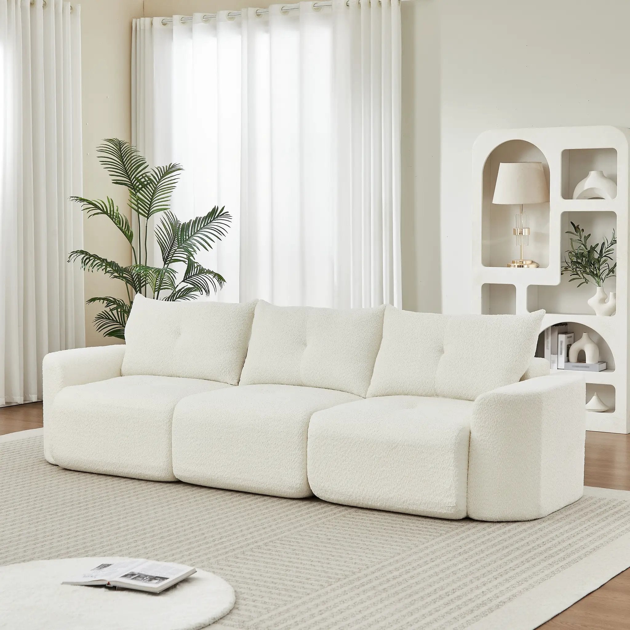 Chenille Sofa for Living Room - 109" Large Modern 3-Seater by HouseOfZazla