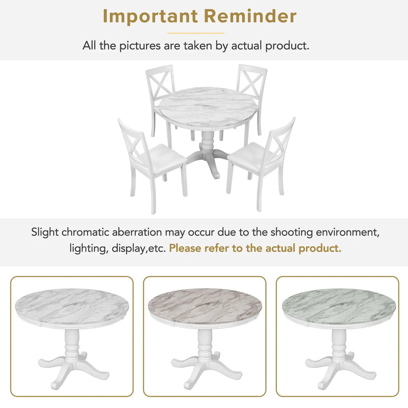 5 Pieces Dining Table And Chairs Set For 4 Persons, Kitchen Room Solid Wood Table With 4 Chairs by Unique Piece Furniture