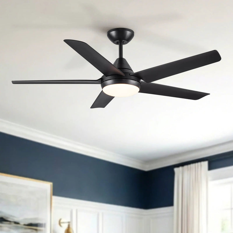 Ceiling Fan With Lights And Remote Control, Reversible DC Motor, 6 Speeds, 3 Cct Dimmable LED, Quiet Timer For Indoor - Black by Unique Piece Furniture