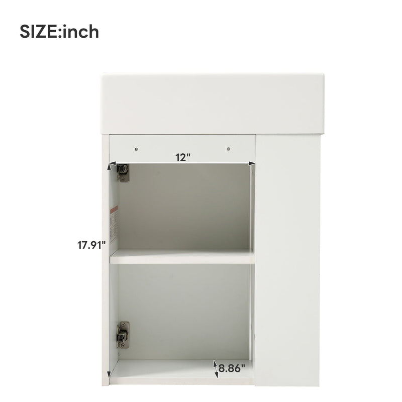 Floating Bathroom Vanity With Resin Basin, Left Side Storage - White by HouseOfZazla