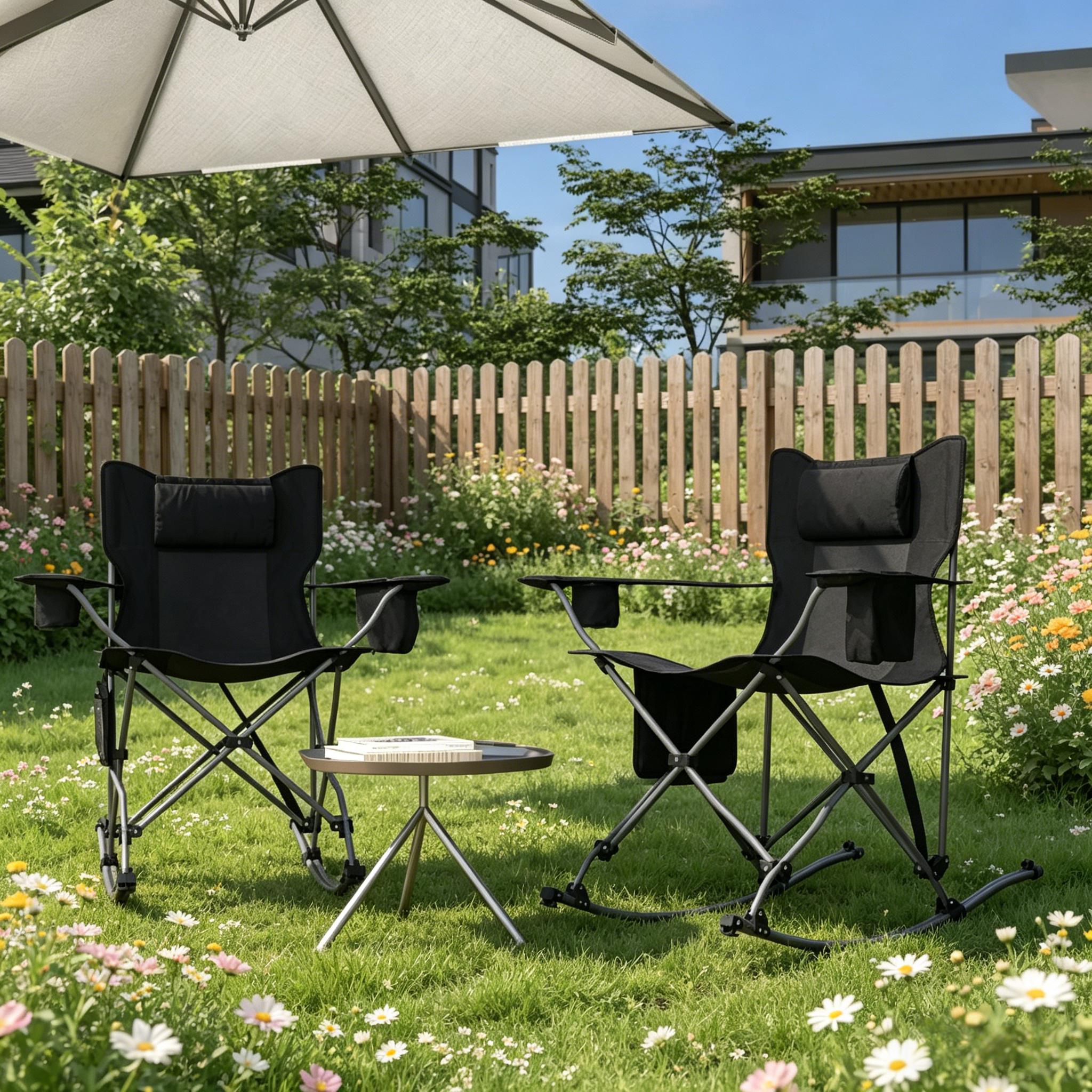 Set of 2 Folding Rocking Camping Chairs by HouseOfZazla