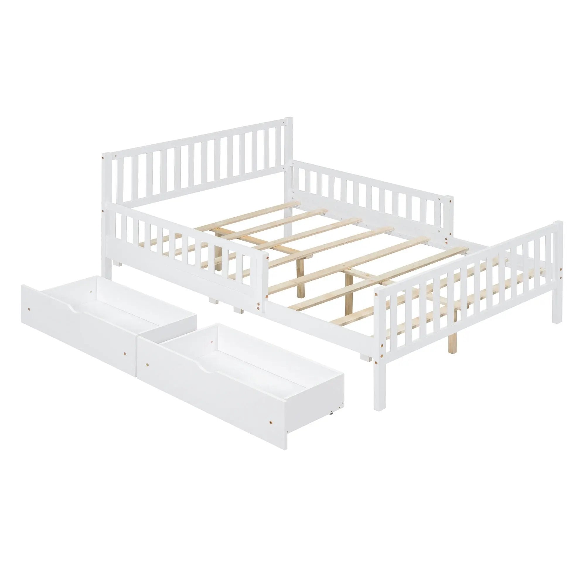 Platform Bed With Guardrails On Both Sides And 2 Storage Drawers by Unique Piece Furniture