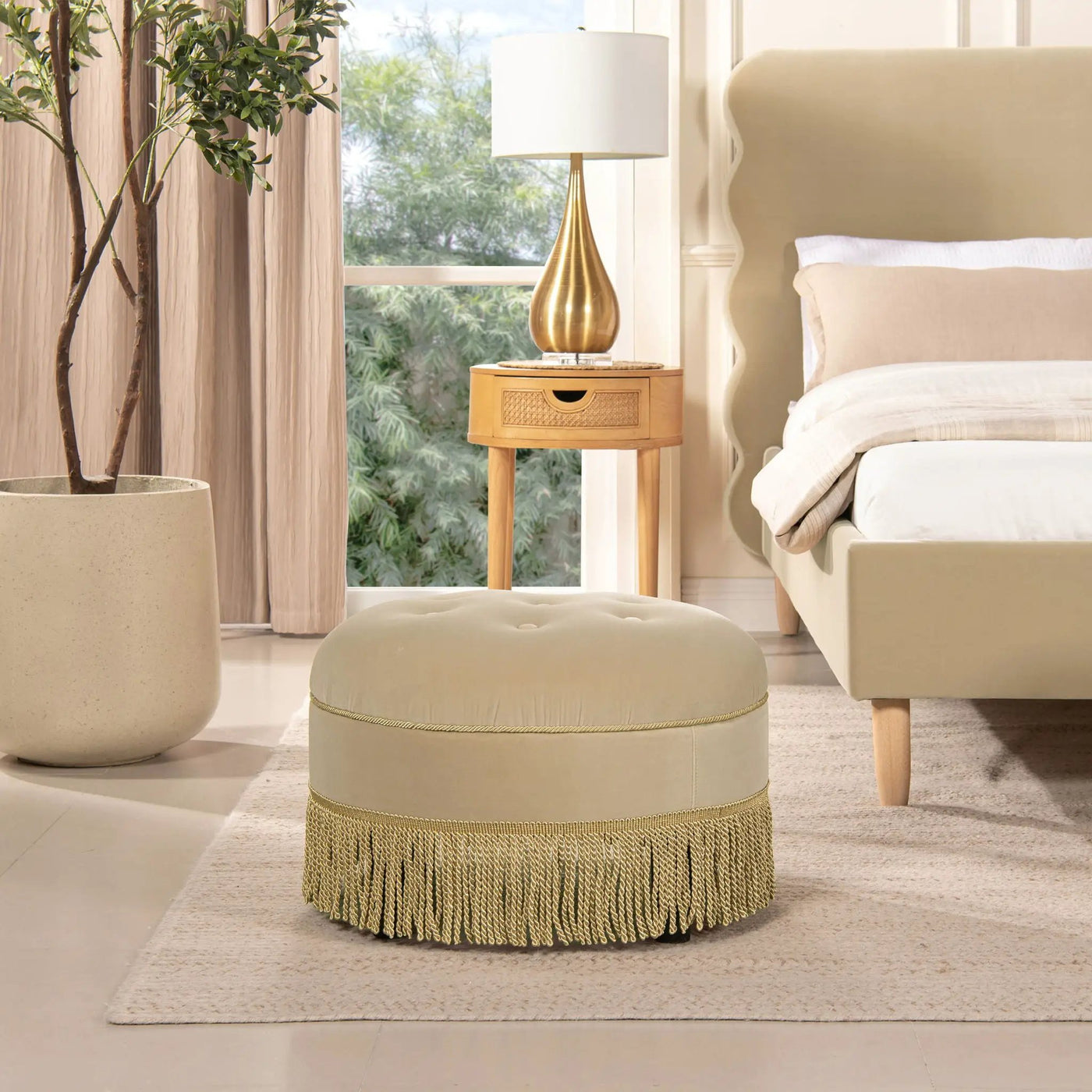 Yolanda - Round Upholstered Accent Ottoman by Unique Piece Furniture