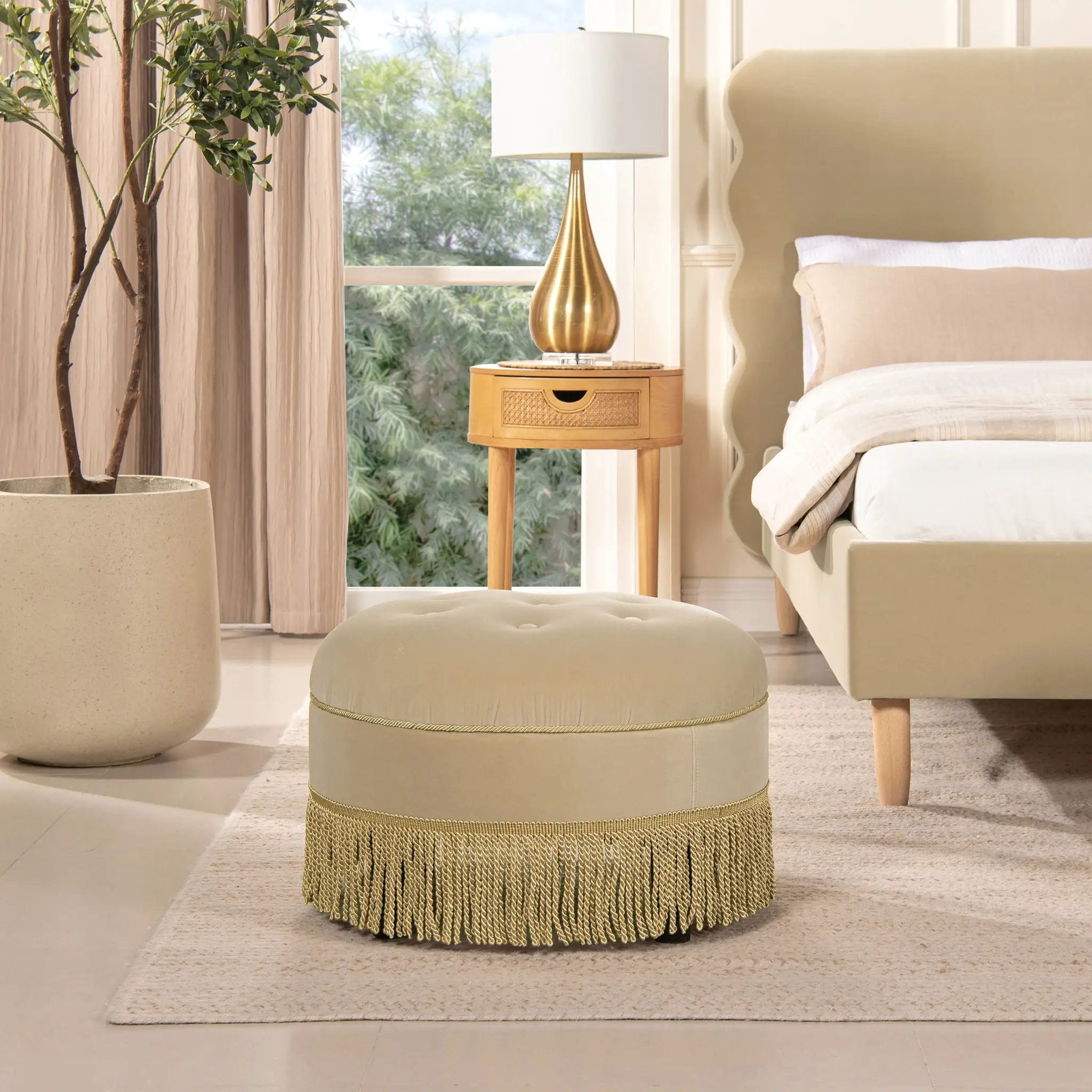 Yolanda - Round Upholstered Accent Ottoman by Unique Piece Furniture