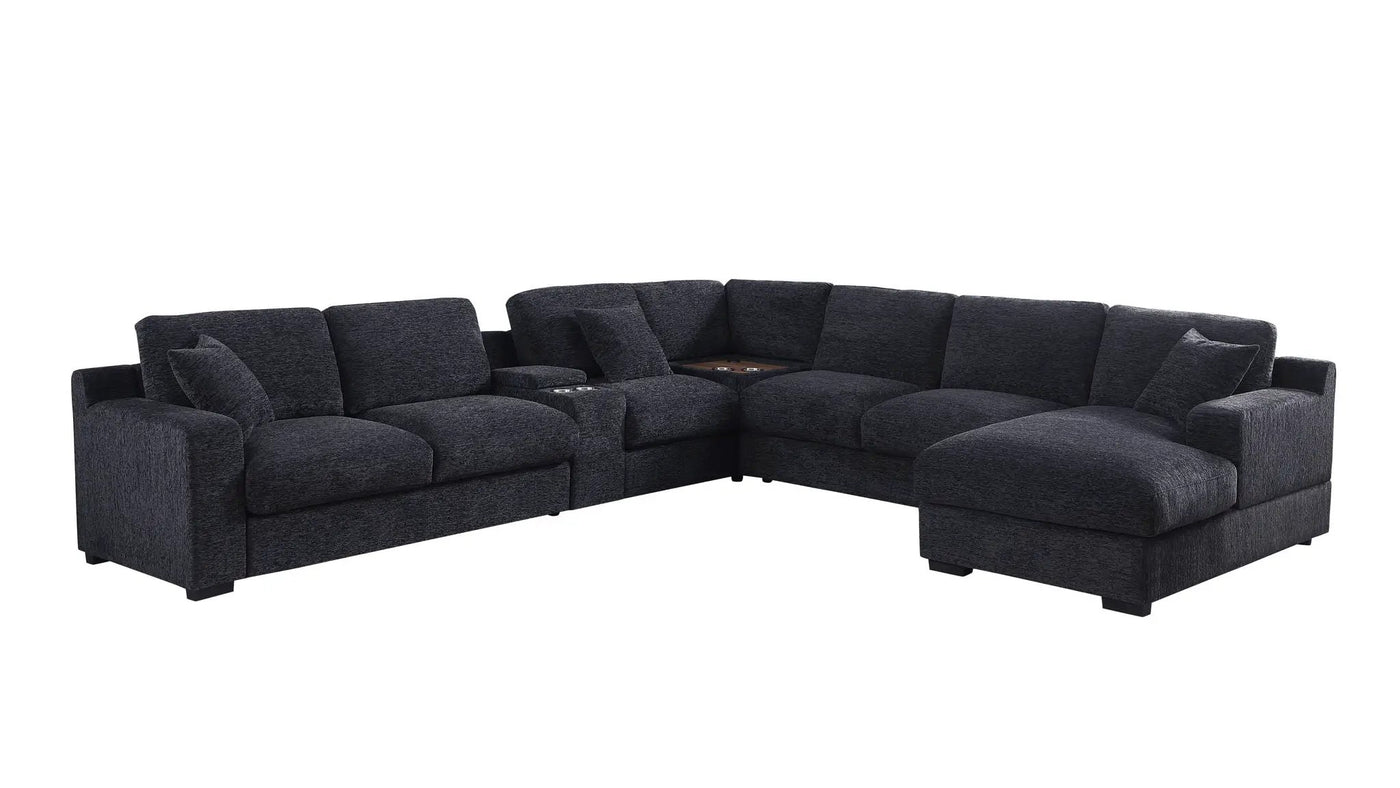 Celine - Fabric Corner Sectional Sofa With Right-Facing Chaise, Cupholders, And Charging Ports by HouseOfZazla