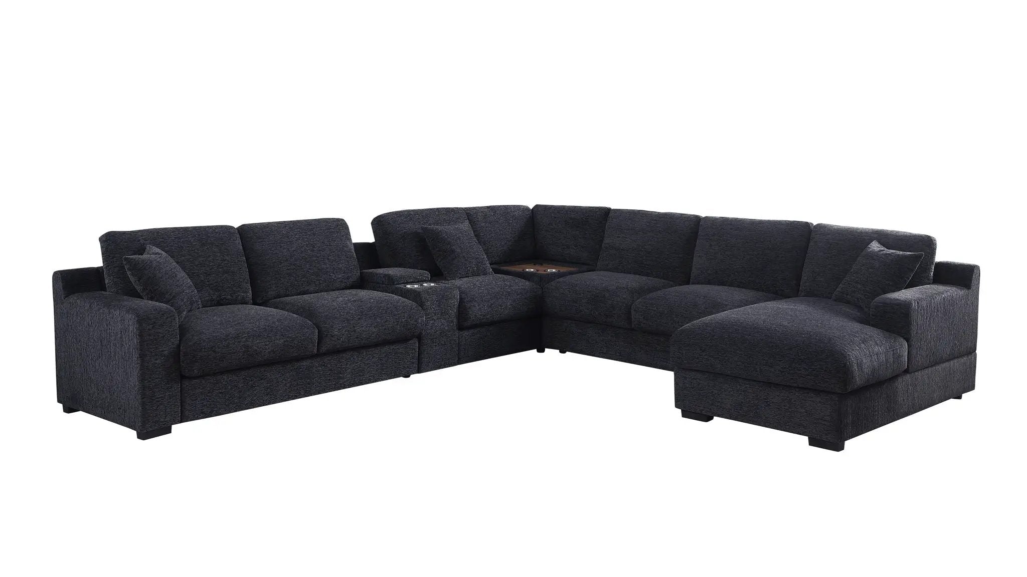 Celine - Fabric Corner Sectional Sofa With Right-Facing Chaise, Cupholders, And Charging Ports by HouseOfZazla