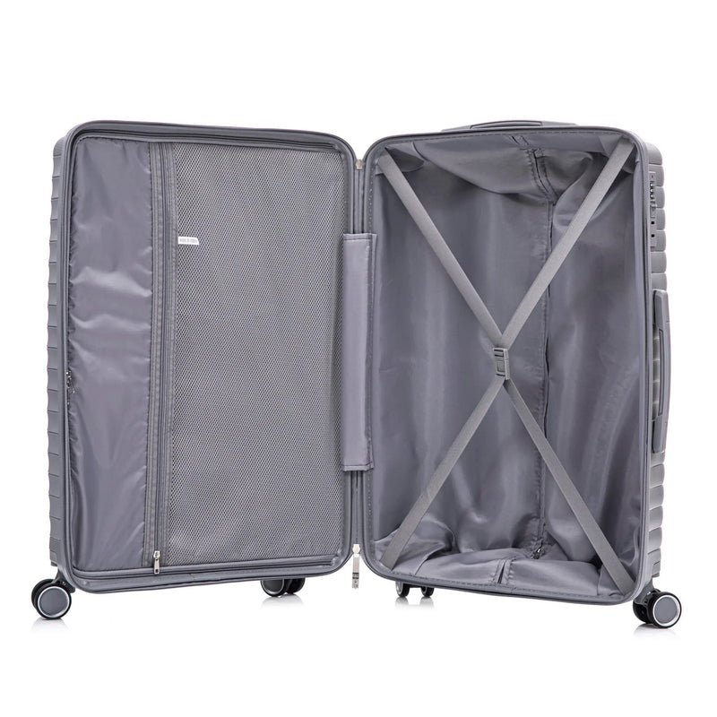 4-Piece PP Spinner Wheel Luggage Set with Cosmetic Case, Light Gray by HouseOfZazla