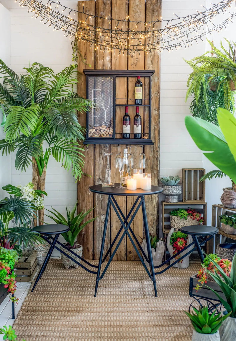 Floating Wine Bar Shelf With Glass Holder And Display Shelves - Black by HouseOfZazla