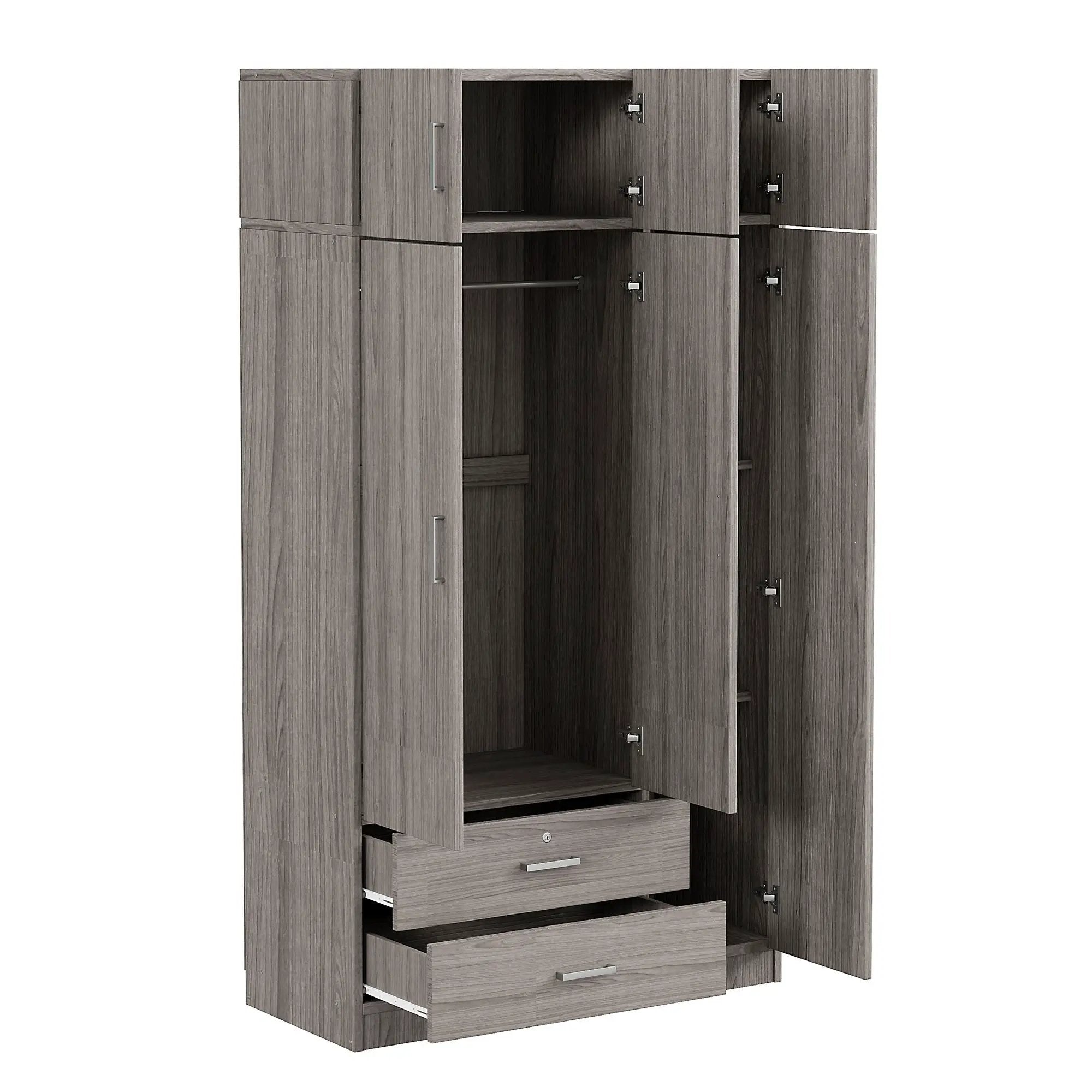 Modern 3 Door Mirror Wardrobe With 2 Drawers And Top Cabinet by HouseOfZazla