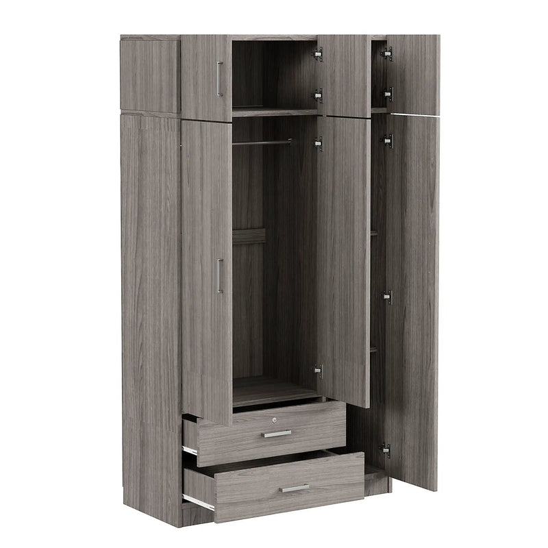 Modern 3 Door Mirror Wardrobe With 2 Drawers And Top Cabinet by HouseOfZazla