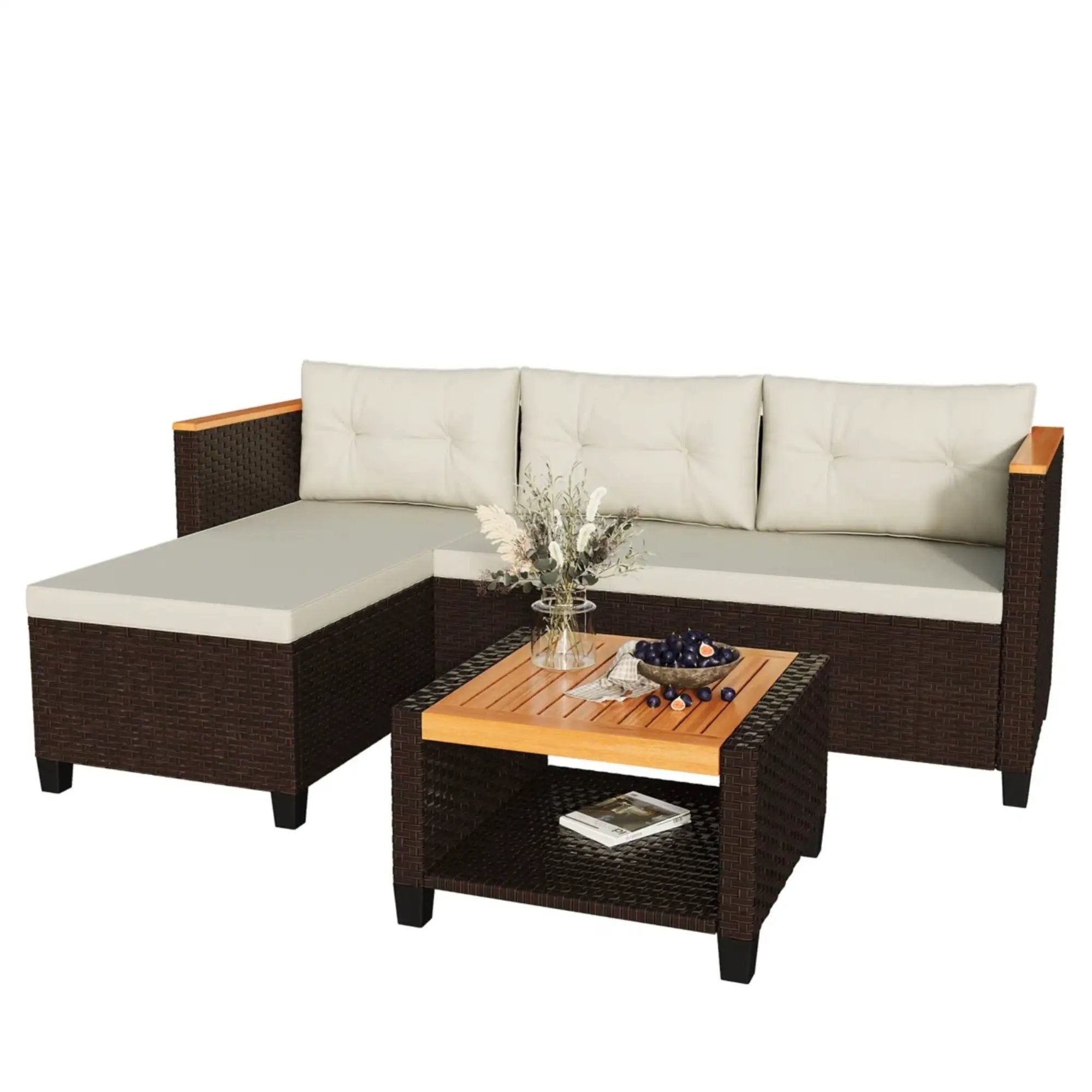 L-Shaped Patio Set With Cushions And Storage Table by HouseOfZazla