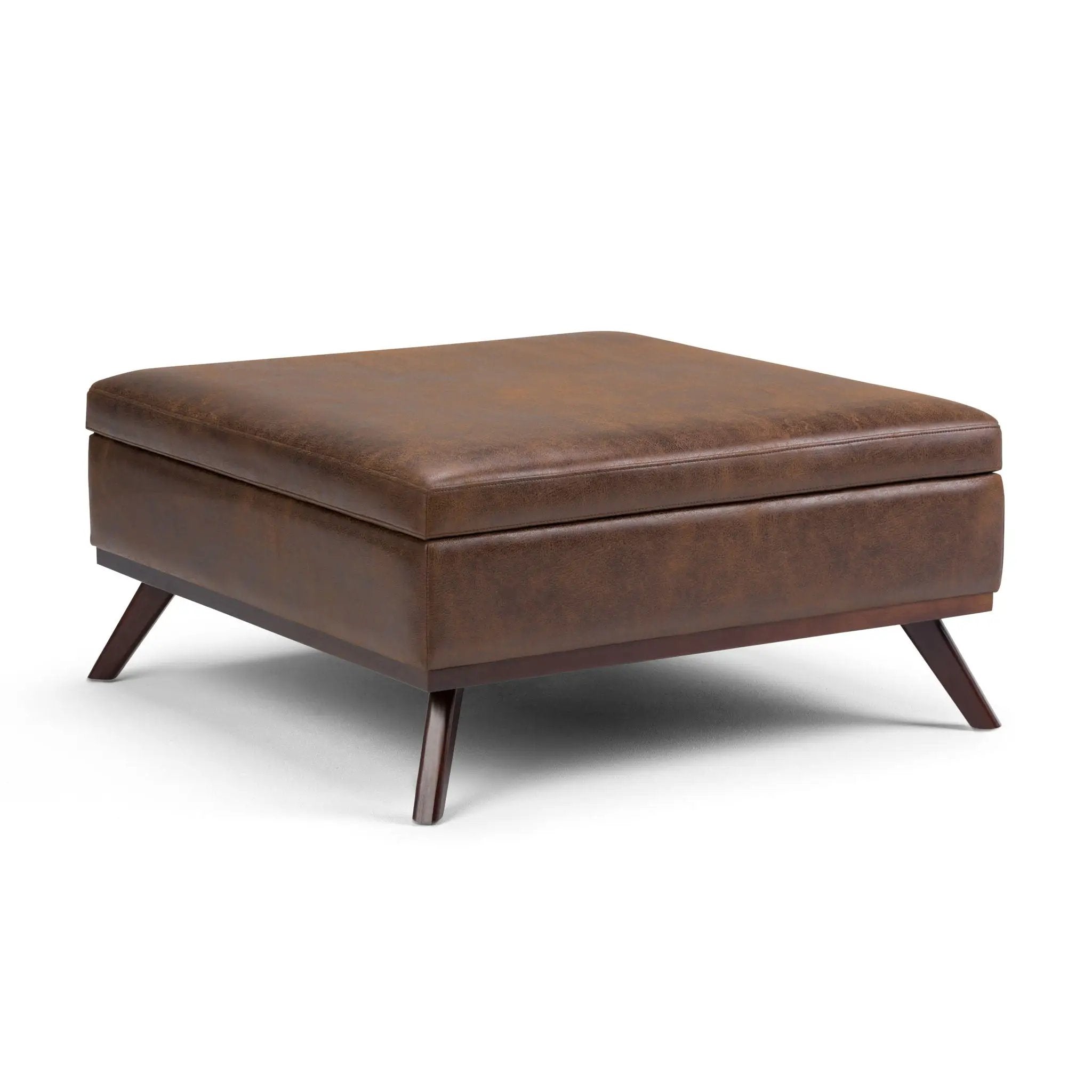 Owen - Square Coffee Table Storage Ottoman - Distressed Chestnut Brown by Unique Piece Furniture
