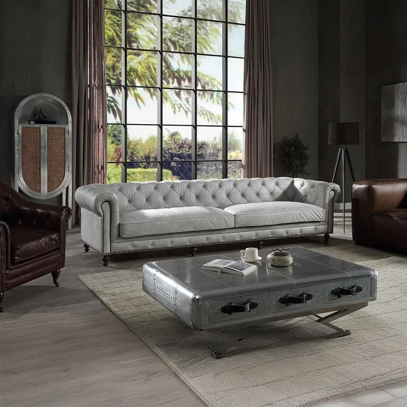 Ofer - Sofa - Vintage White Top Grain Leather by Unique Piece Furniture