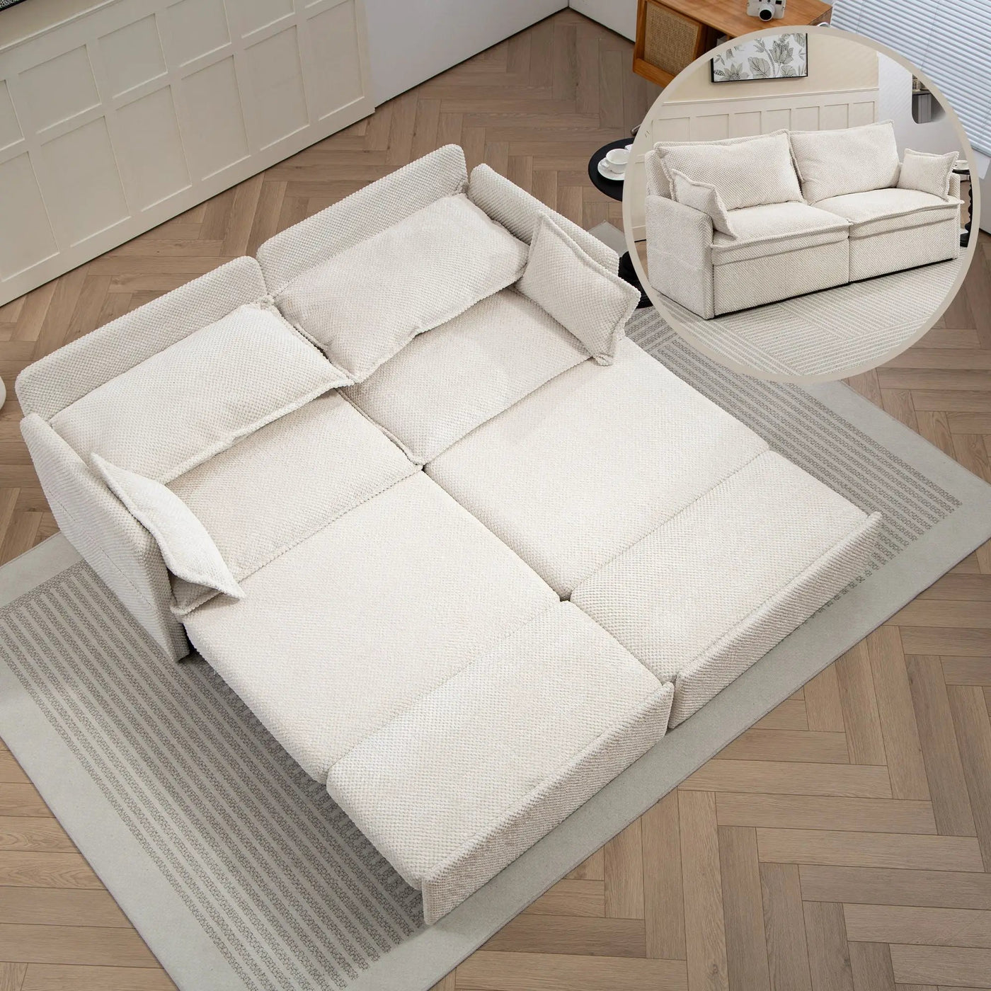 Pull Out Sofa Bed, Convertible Sleeper Sofa Couch, Side Storage, And USB / C - Type Charging Ports Chair by Unique Piece Furniture