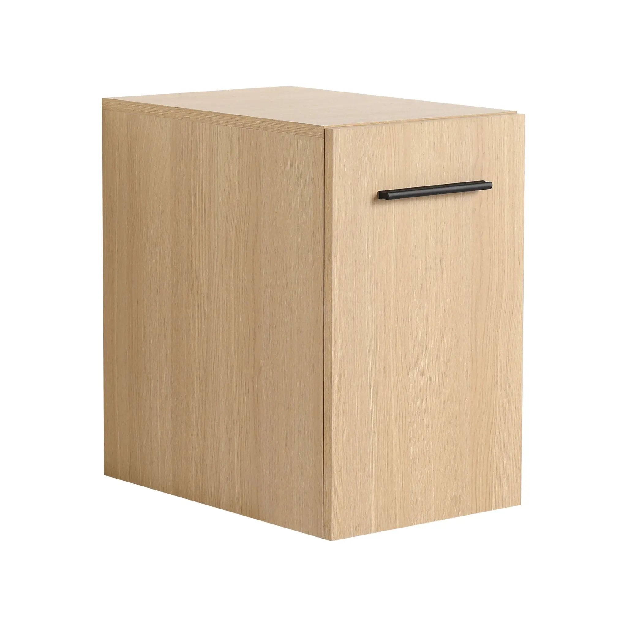 Floating Bathroom Vanity Single Door Base Cabinet, Wall Mounted Storage - Light Oak by HouseOfZazla