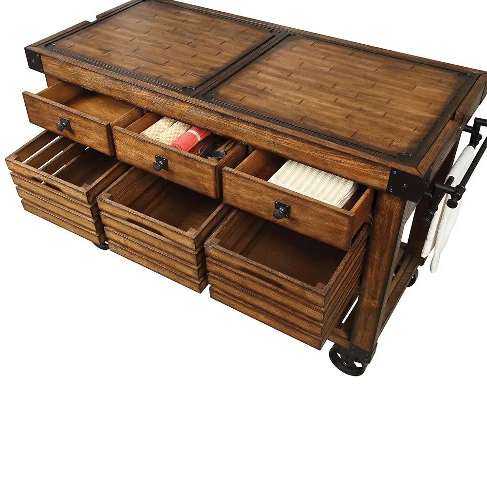 Kaif - Kitchen Cart - Distressed Chestnut by Unique Piece Furniture