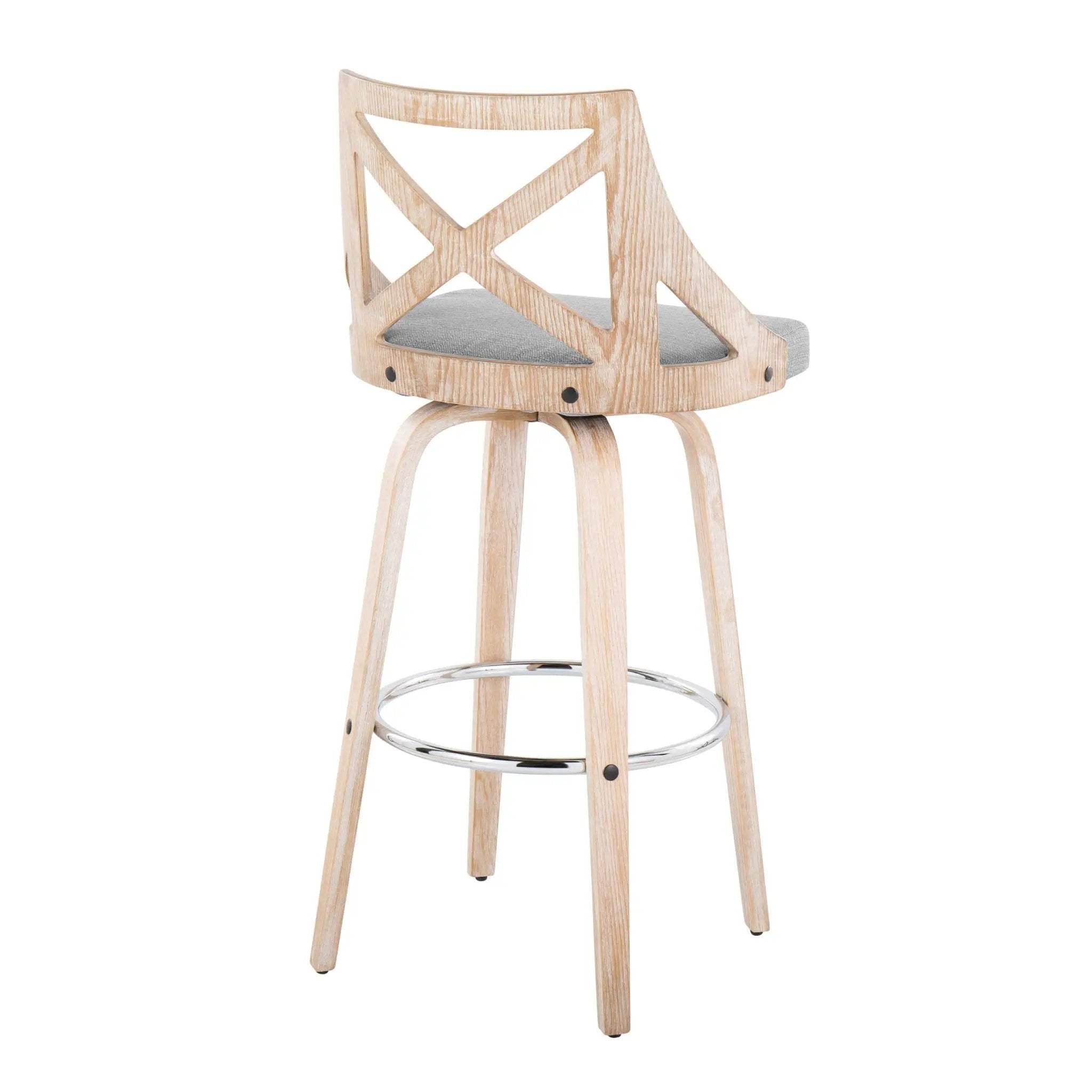 Charlotte - Farmhouse Fixed Height Bar Stool With Swivel And Round Footrest (Set of 2) by Unique Piece Furniture