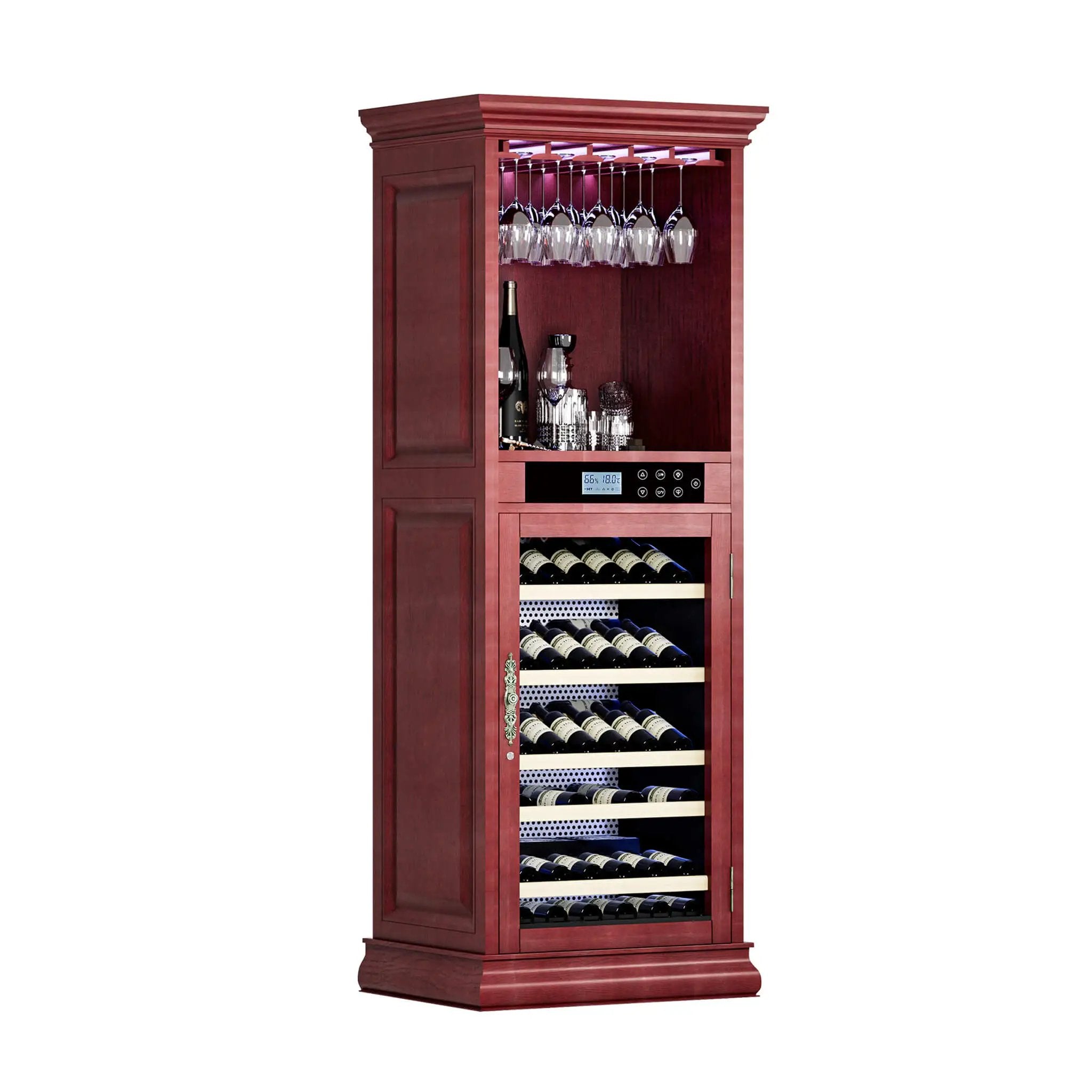 Nuvia 56-Bottle 7.5 Cu.Ft Single-Zone Multi-Tiered Wooden Wine Cooler Cabinet With Humidity And Temperature Controls (SAK73195) by SAKSBY WHOLESALE