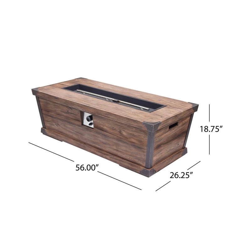 Alora 56-Inch Outdoor 50K BTU Wood Pattern Rectangle Gas Burning Fire Pit (SAK43681) by SAKSBY WHOLESALE