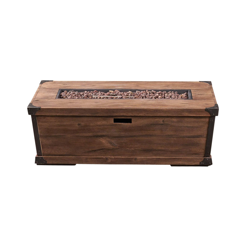 Alora 56-Inch Outdoor 50K BTU Wood Pattern Rectangle Gas Burning Fire Pit (SAK43681) by SAKSBY WHOLESALE