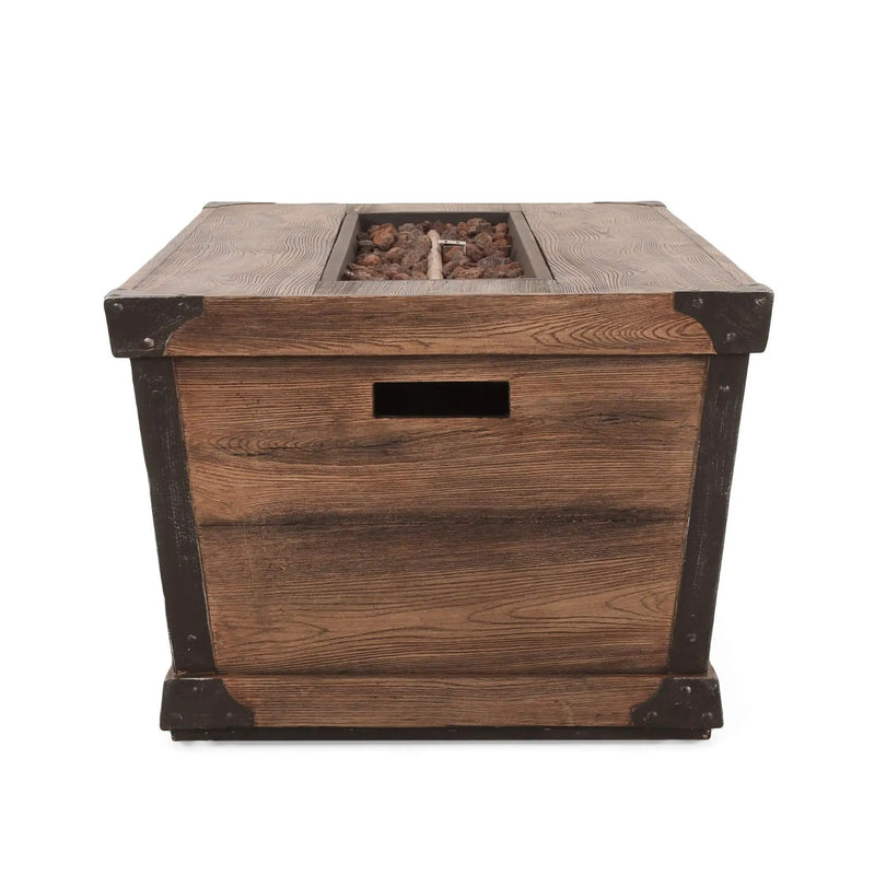 Alora 56-Inch Outdoor 50K BTU Wood Pattern Rectangle Gas Burning Fire Pit (SAK43681) by SAKSBY WHOLESALE