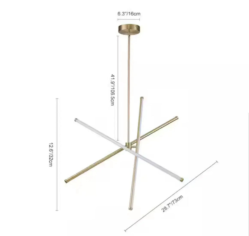 HUOKU 40-Watt 3-Light Dimmable Integrated LED Aged Brass Sputnik, Tubed Linear, Cylinder Chandelier for Dining Room by Selzalot