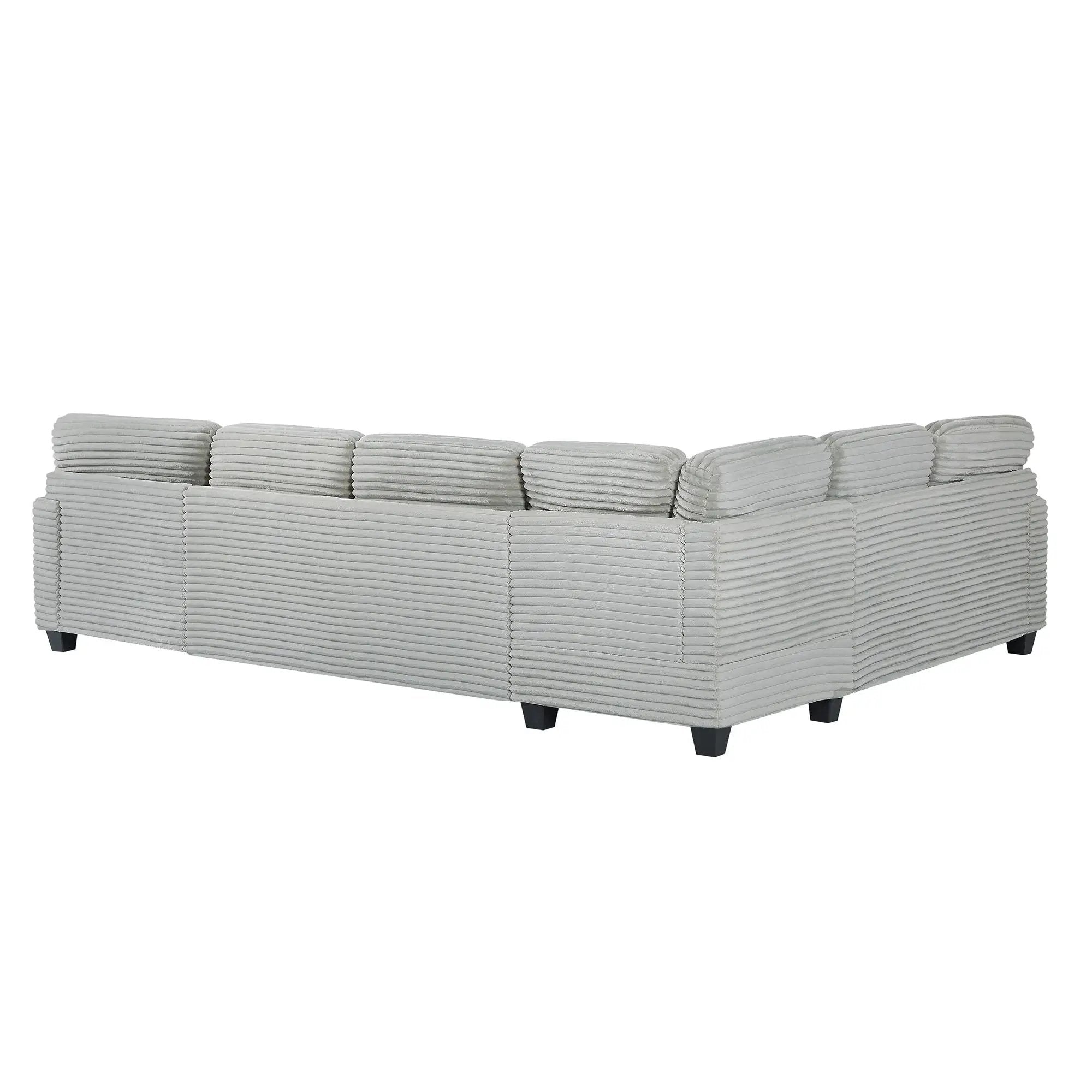 Upholstered U-Shaped Sectional Sofa With Movable Ottoman And Side Storage Pockets