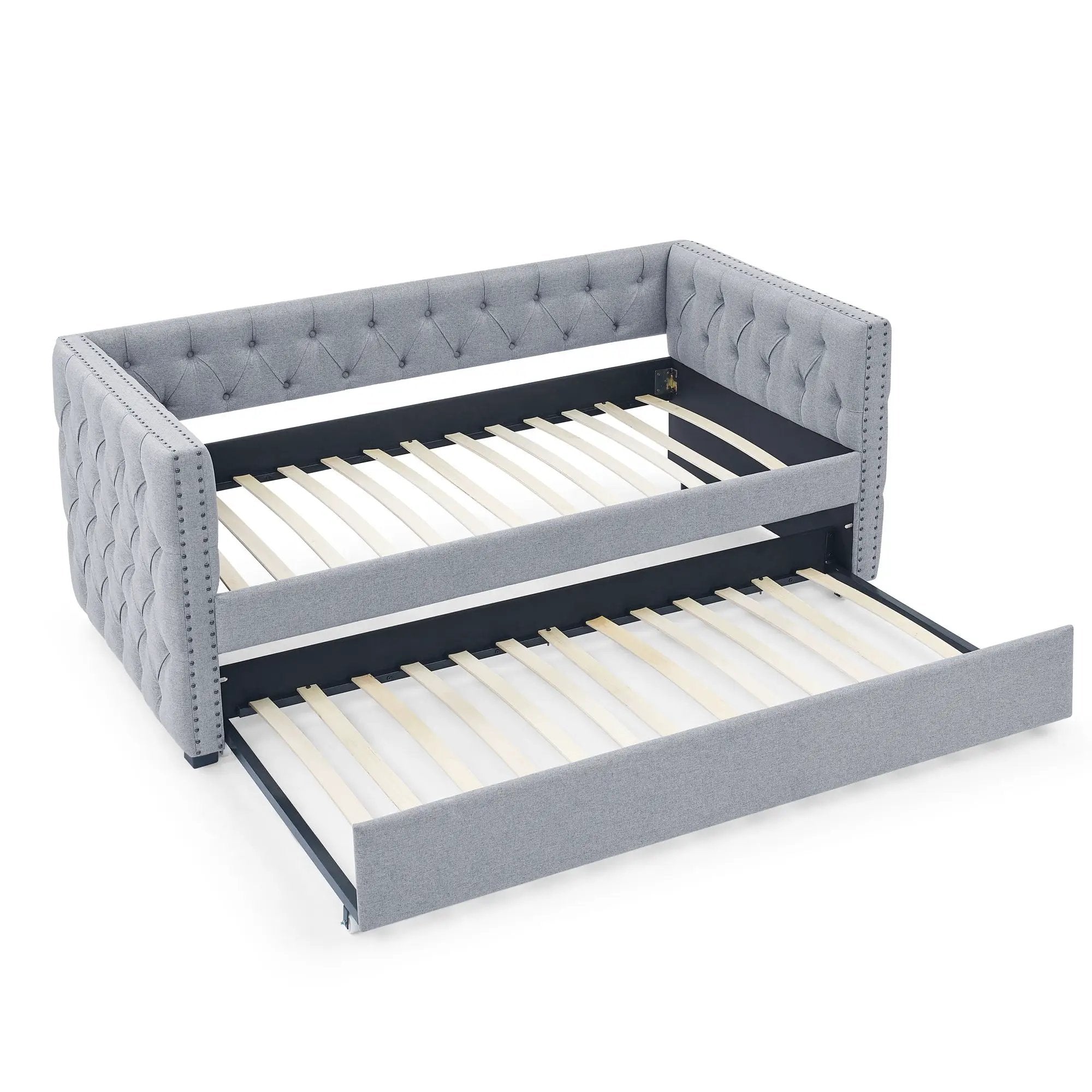 Inspired Upholstered Daybed With Trundle, Button Tufted by HouseOfZazla