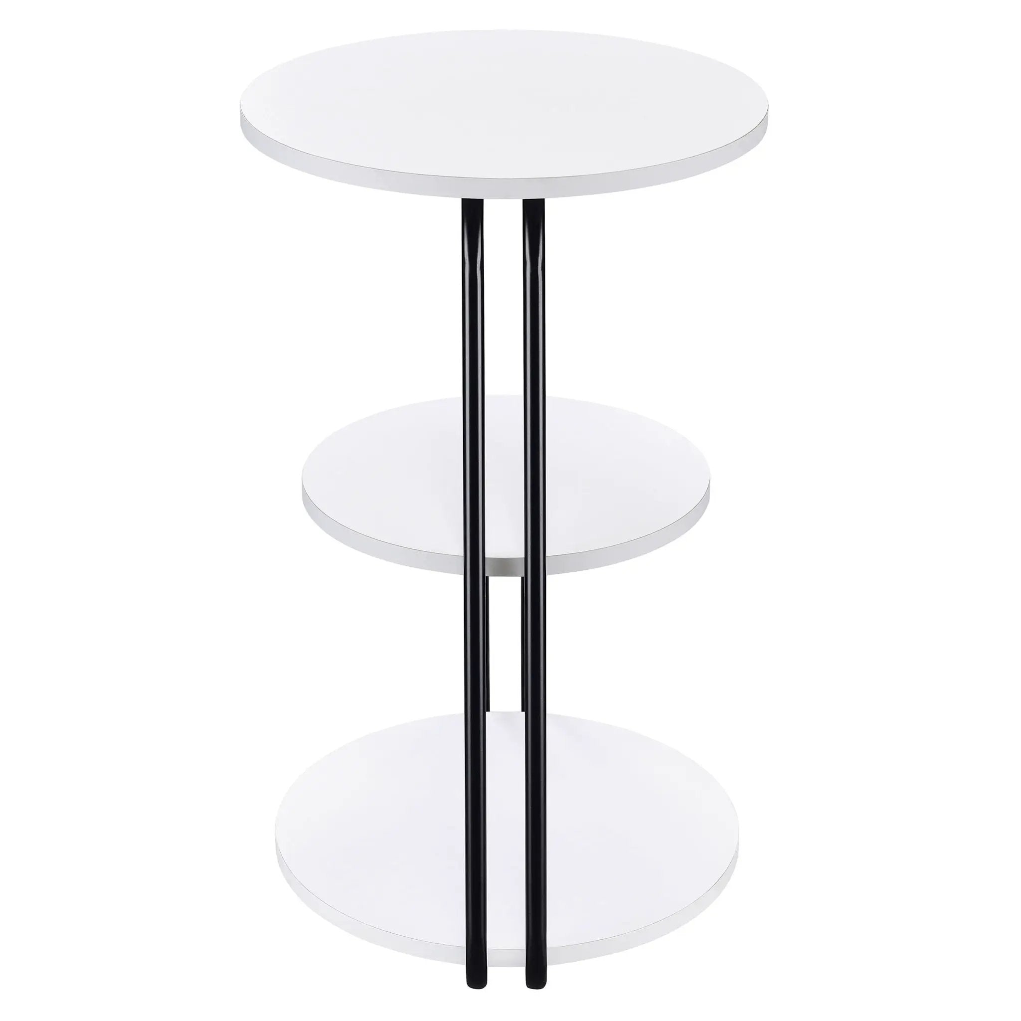 Hilly 3-tier Round Accent Side Table White and Black by Unique Piece Furniture