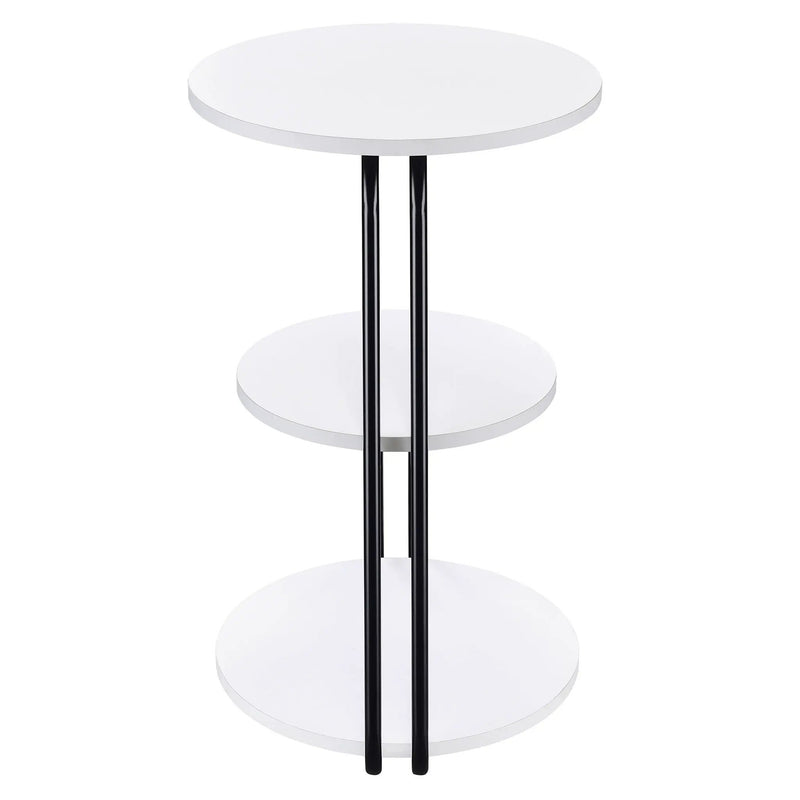 Hilly 3-tier Round Accent Side Table White and Black by Unique Piece Furniture