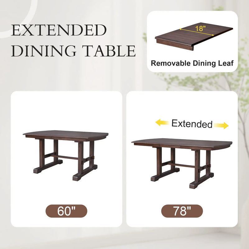 6 Piece Extendable Dining Table Set, Wood Table With Removable Leaf, 4 Upholstered Chairs And Bench - Cherry by Unique Piece Furniture