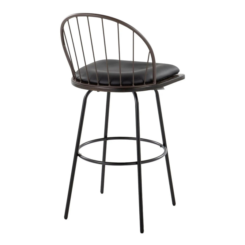 Riley - Claire Farmhouse Fixed Height Barstool With Swivel With Round Footrest (Set of 2) by HouseOfZazla