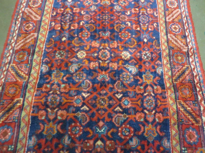 3' 6" X 10' 4" Antique Handmade India Floral Oriental Wool Runner Rug # 128 by Jewel Rugs