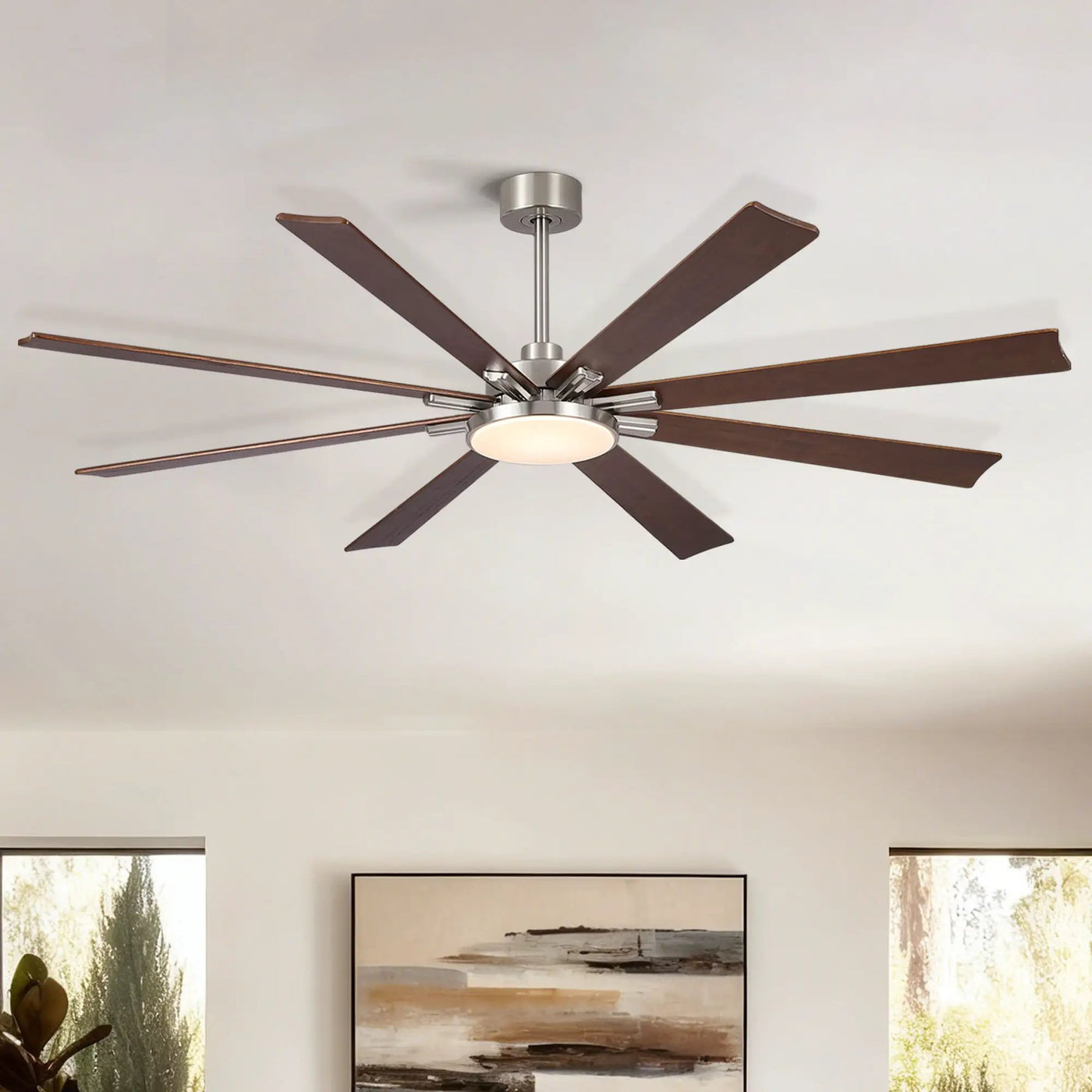 Large Ceiling Fan With Dimmable LED Light 8 Blades Remote Control, Reversible DC Motor by HouseOfZazla