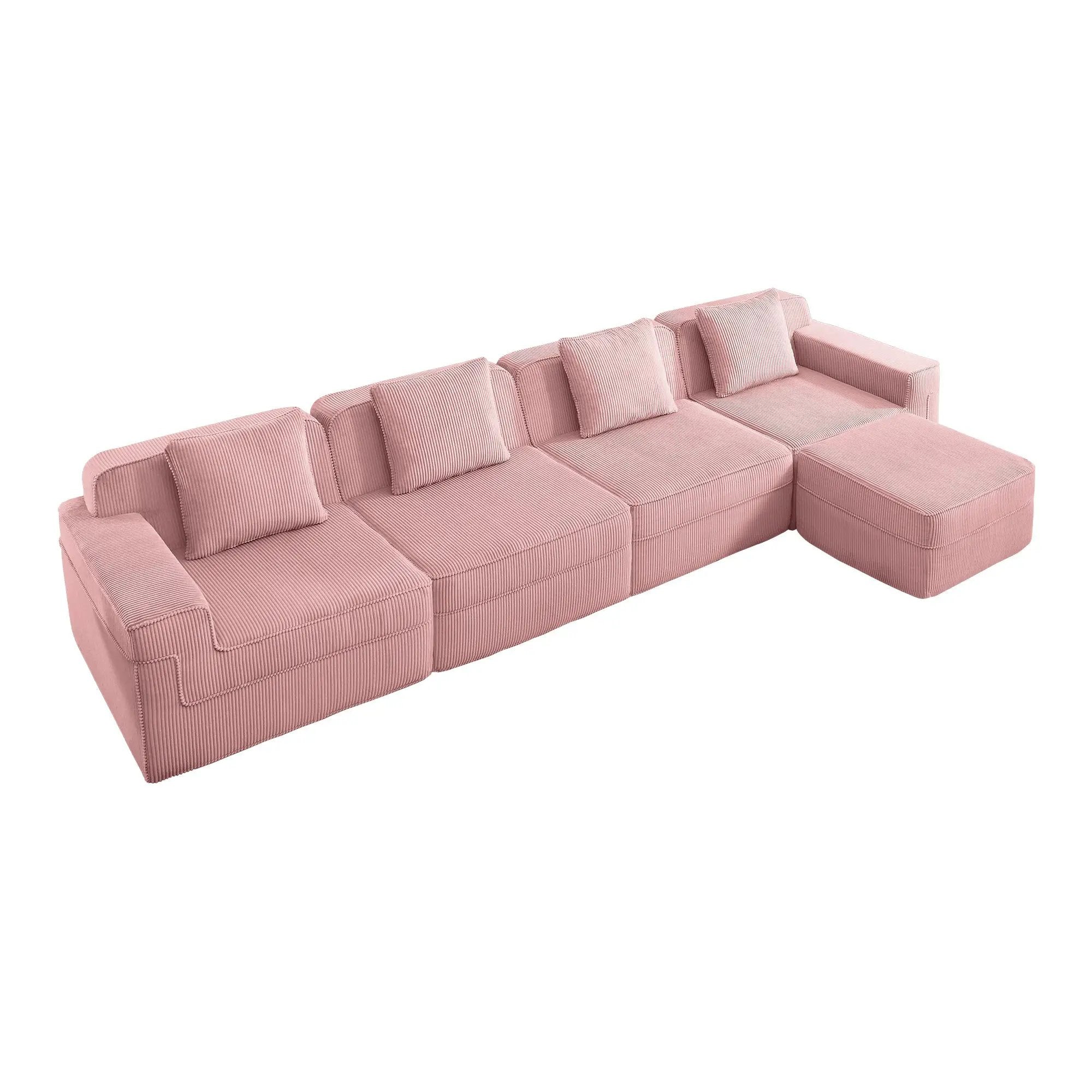 Modular 4 Seat L Shape Sectional Boneless Sofa by HouseOfZazla