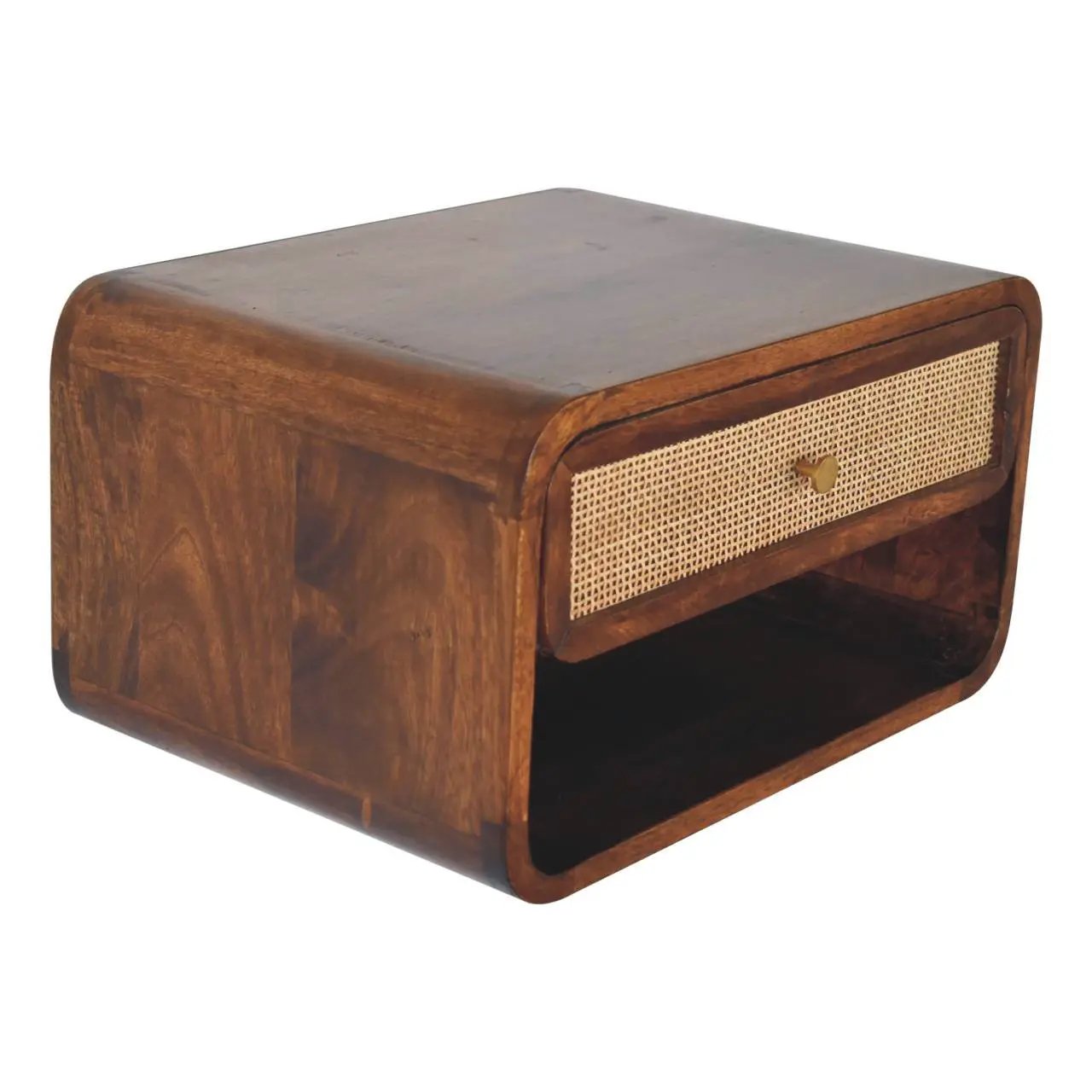 Wall Mounted Open Woven Bedside Table - Chestnut by Unique Piece Furniture